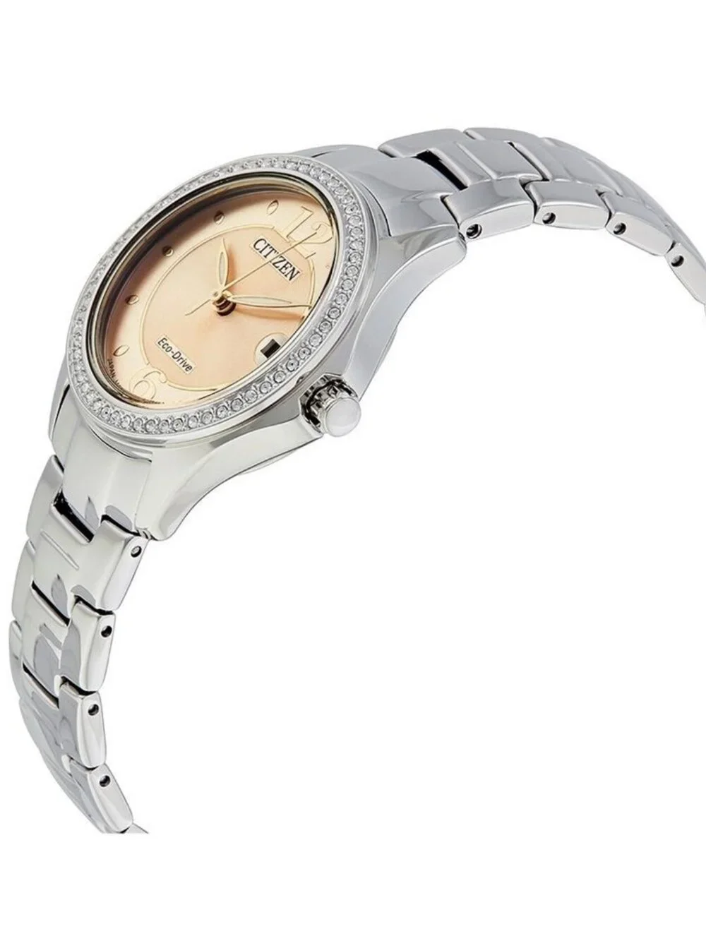 NWT Citizen Silhouette Crystal Eco-Drive Pink Dial Diamond Ladies Watch